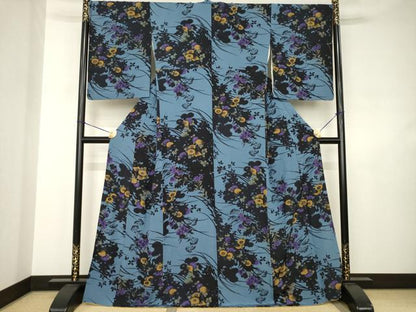 平和屋着物●上質な小紋　草花文　やまと誂製　正絹　逸品　AABJ5751ck