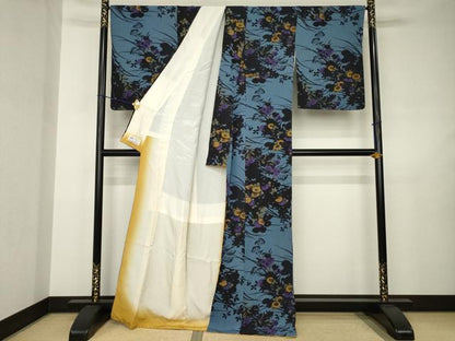 平和屋着物●上質な小紋　草花文　やまと誂製　正絹　逸品　AABJ5751ck