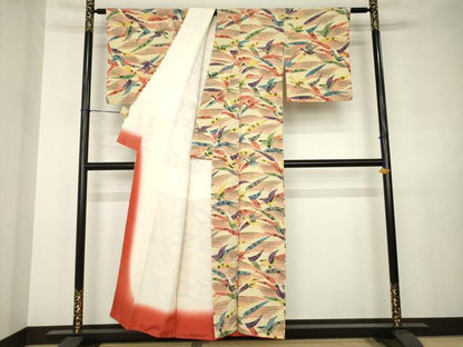 平和屋着物●上質な小紋　型染め　飛鳥文　正絹　逸品　AABJ5752ck