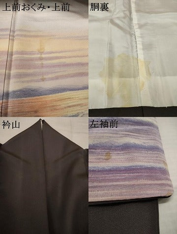 平和屋着物●樋熊哲也　訪問着　辻が花　絞り　手描き　訪問着　日本百景　日本海の夕映　暈し染め　正絹　逸品　AABJ5754ck