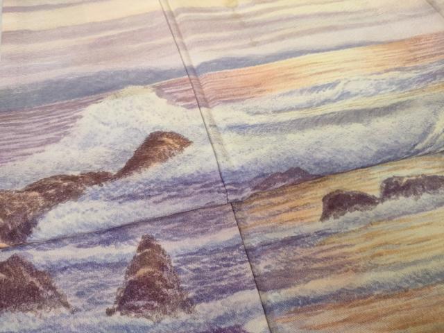 平和屋着物●樋熊哲也　訪問着　辻が花　絞り　手描き　訪問着　日本百景　日本海の夕映　暈し染め　正絹　逸品　AABJ5754ck