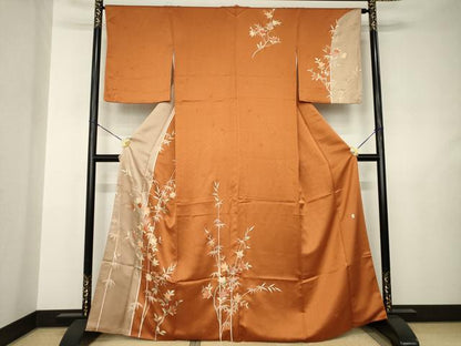 平和屋着物●十日町老舗ブランド　吉澤友禅　吾妻徳穂　訪問着　橘　三越扱い　正絹　逸品　AABJ5755ck