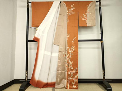 平和屋着物●十日町老舗ブランド　吉澤友禅　吾妻徳穂　訪問着　橘　三越扱い　正絹　逸品　AABJ5755ck