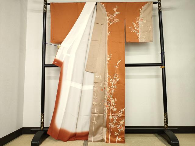 平和屋着物●十日町老舗ブランド　吉澤友禅　吾妻徳穂　訪問着　橘　三越扱い　正絹　逸品　AABJ5755ck