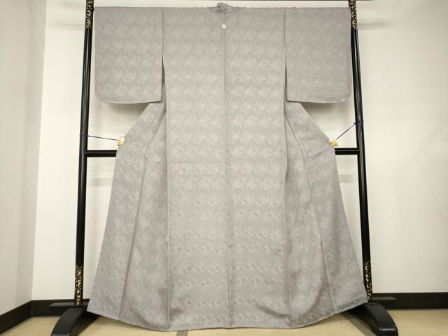 平和屋着物●お召　橘　梅鼠色　正絹　逸品　未使用　AABJ5756ck