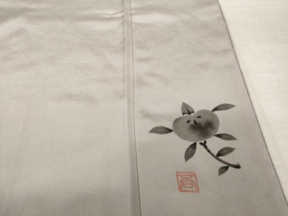 平和屋着物●お召　橘　梅鼠色　正絹　逸品　未使用　AABJ5756ck