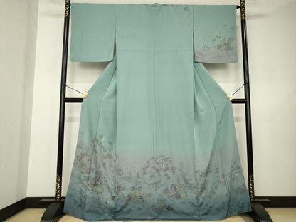 平和屋着物●訪問着　中国三大刺繍　スワトウ刺繍　汕頭刺繍　貝桶花文　暈し染め　正絹　逸品　AABJ5761ck