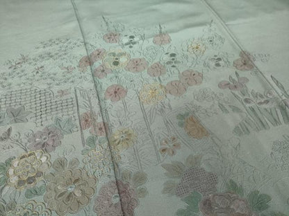 平和屋着物●訪問着　中国三大刺繍　スワトウ刺繍　汕頭刺繍　貝桶花文　暈し染め　正絹　逸品　AABJ5761ck