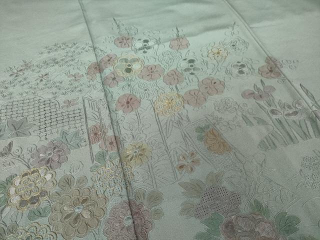 平和屋着物●訪問着　中国三大刺繍　スワトウ刺繍　汕頭刺繍　貝桶花文　暈し染め　正絹　逸品　AABJ5761ck