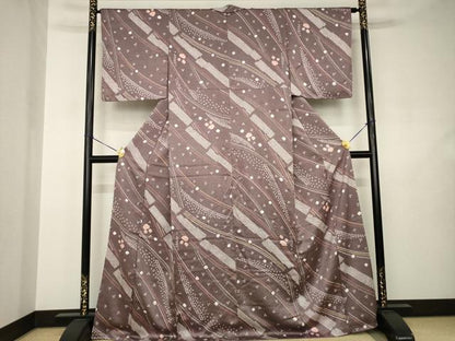 平和屋着物●上質な小紋　総絞り　幾何学文様　正絹　逸品　AABJ5762ck