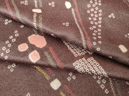 平和屋着物●上質な小紋　総絞り　幾何学文様　正絹　逸品　AABJ5762ck