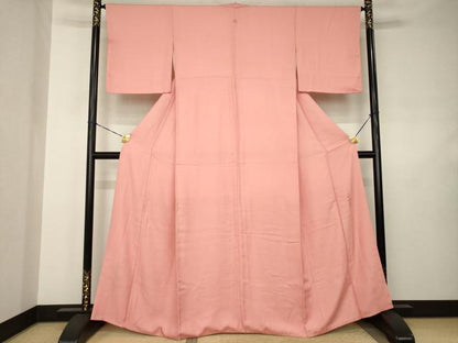 平和屋着物●上質な色無地　作家物　甚三紅色　正絹　逸品　AABJ5763ck