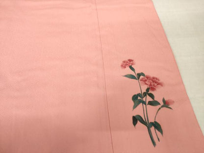 平和屋着物●上質な色無地　作家物　甚三紅色　正絹　逸品　AABJ5763ck