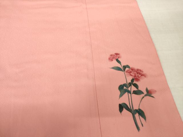 平和屋着物●上質な色無地　作家物　甚三紅色　正絹　逸品　AABJ5763ck