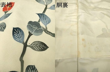 平和屋着物●上質な小紋　型染め　枝椿　正絹　逸品　AABJ5764ck