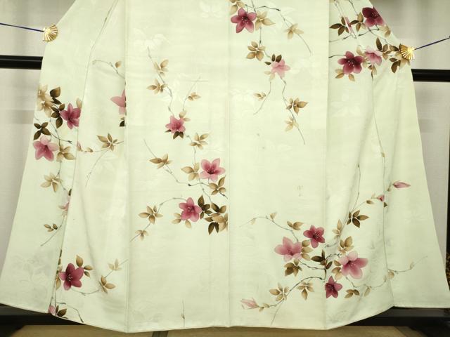 平和屋着物●上質な小紋　手描き　枝花文　正絹　逸品　AABJ5765ck