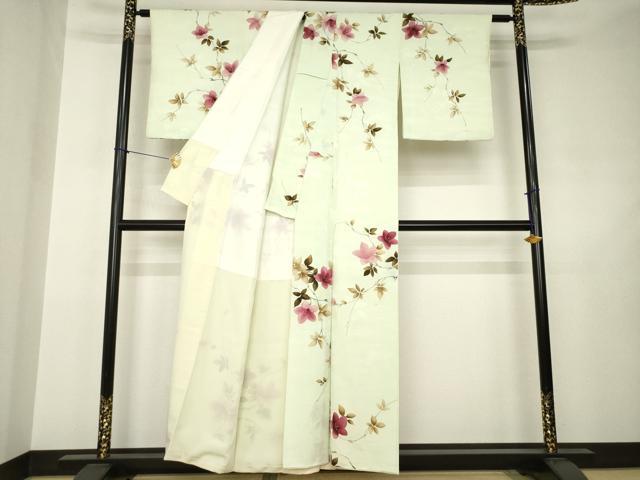 平和屋着物●上質な小紋　手描き　枝花文　正絹　逸品　AABJ5765ck