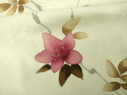 平和屋着物●上質な小紋　手描き　枝花文　正絹　逸品　AABJ5765ck