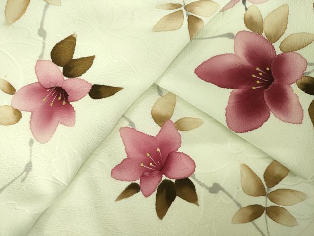 平和屋着物●上質な小紋　手描き　枝花文　正絹　逸品　AABJ5765ck