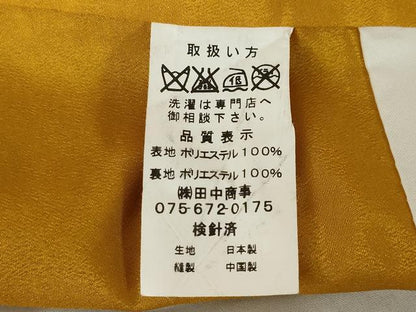 平和屋着物●小振袖　二尺袖　舞花文　黒地　洗える着物　AABJ5766ck