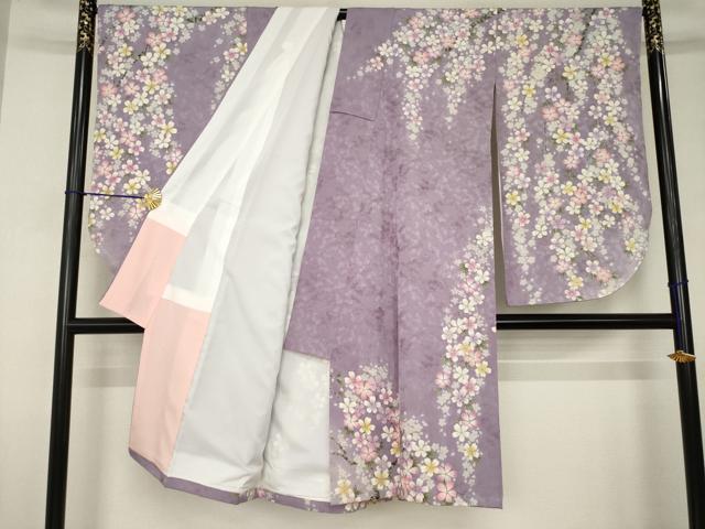 平和屋着物●小振袖　二尺袖　枝花文　金彩　金通し地　正絹　逸品　AABJ5767ck