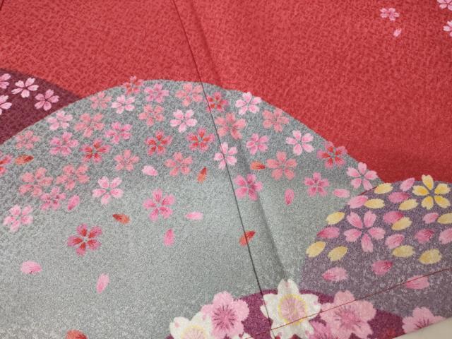 平和屋着物●小振袖　二尺袖　遠山花文　洗える着物　AABJ5768ck