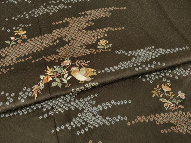 平和屋着物●創業460年・千總　訪問着　絞り　刺繍　鴛鴦花文　正絹　逸品　未使用　AABJ5776ck