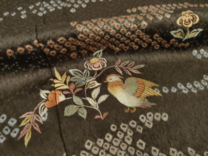 平和屋着物●創業460年・千總　訪問着　絞り　刺繍　鴛鴦花文　正絹　逸品　未使用　AABJ5776ck