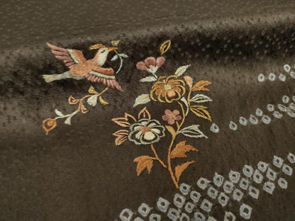 平和屋着物●創業460年・千總　訪問着　絞り　刺繍　鴛鴦花文　正絹　逸品　未使用　AABJ5776ck