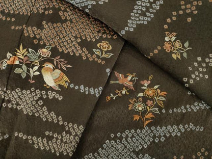 平和屋着物●創業460年・千總　訪問着　絞り　刺繍　鴛鴦花文　正絹　逸品　未使用　AABJ5776ck
