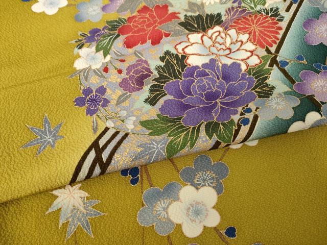 平和屋着物●小振袖　二尺袖　花丸文　金彩　正絹　逸品　AABJ5778ck