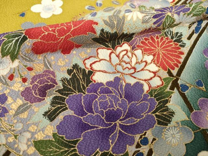 平和屋着物●小振袖　二尺袖　花丸文　金彩　正絹　逸品　AABJ5778ck