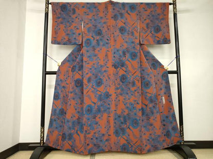 平和屋着物●宮内庁御用達　赤城右堂　小紋　型染め　花車文　正絹　逸品　AABJ5780ck