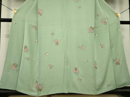 平和屋着物●上質な小紋　御所車花文　正絹　逸品　AABJ5782ck