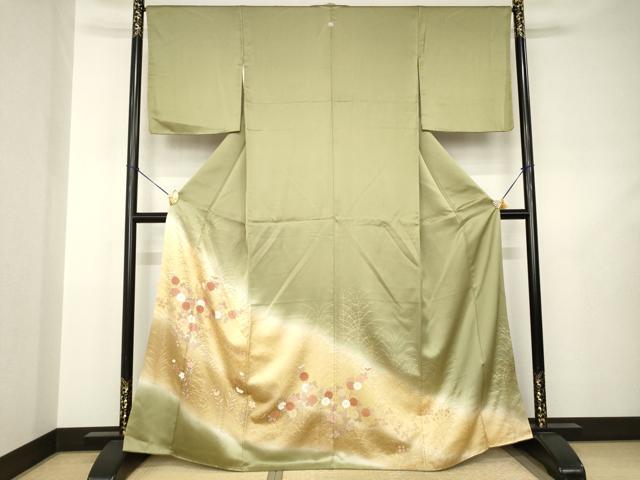平和屋着物●豪華色留袖　草花文　暈し染め　金彩　正絹　逸品　AABJ5783ck