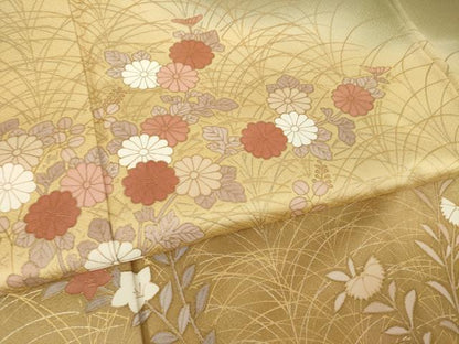 平和屋着物●豪華色留袖　草花文　暈し染め　金彩　正絹　逸品　AABJ5783ck
