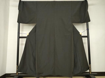 平和屋着物●男性　お召　檳榔子染色　キングサイズ　正絹　逸品　AABJ5785ck