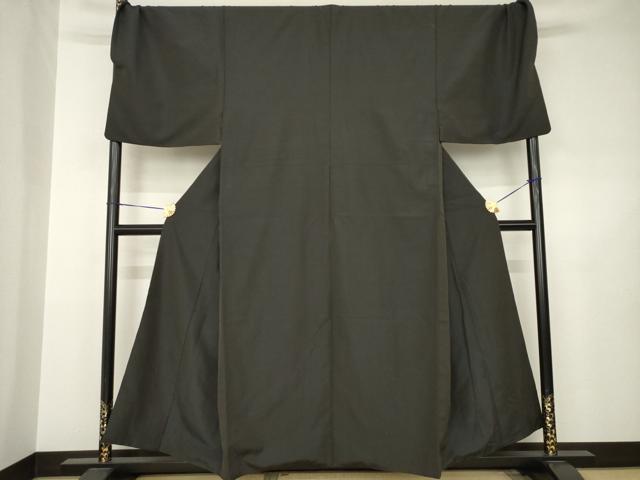 平和屋着物●男性　お召　檳榔子染色　キングサイズ　正絹　逸品　AABJ5785ck