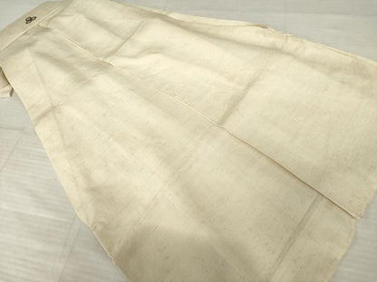 平和屋着物●男性　馬乗り袴　紬地　薄卵色　正絹　逸品　AABJ5789ck