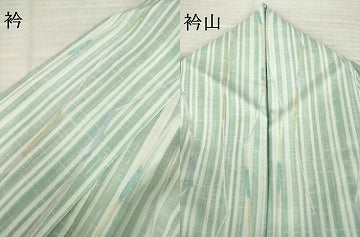 平和屋着物＊夏物　小紋　紗　縞　洗える着物　AABJ5790ck