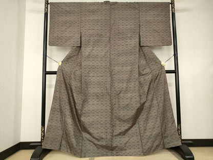 平和屋着物●本場大島紬　一元7マルキ　幾何学文様　正絹　逸品　AABJ5796ck
