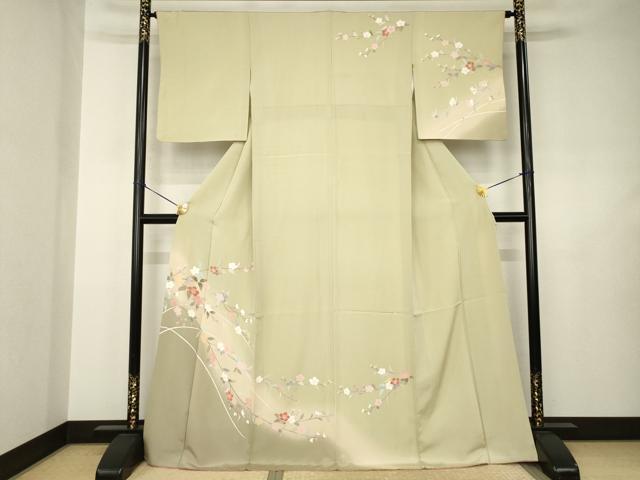 平和屋着物●訪問着　友禅　枝花文　暈し染め　正絹　逸品　AABJ5797ck
