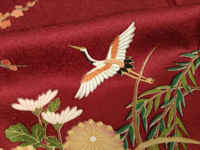 平和屋着物●豪華振袖　駒刺繍　花車文　暈し染め　金彩　正絹　逸品　AABJ5799ck