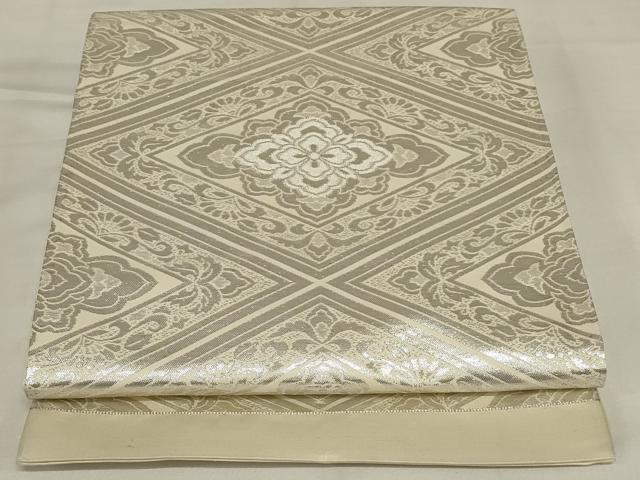 平和屋着物◎六通柄袋帯　花菱文　銀糸　正絹　逸品　未使用　AABJ5802ou