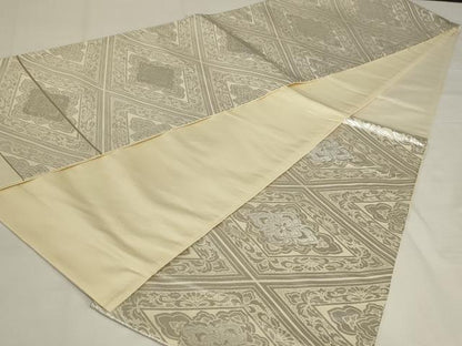 平和屋着物◎六通柄袋帯　花菱文　銀糸　正絹　逸品　未使用　AABJ5802ou