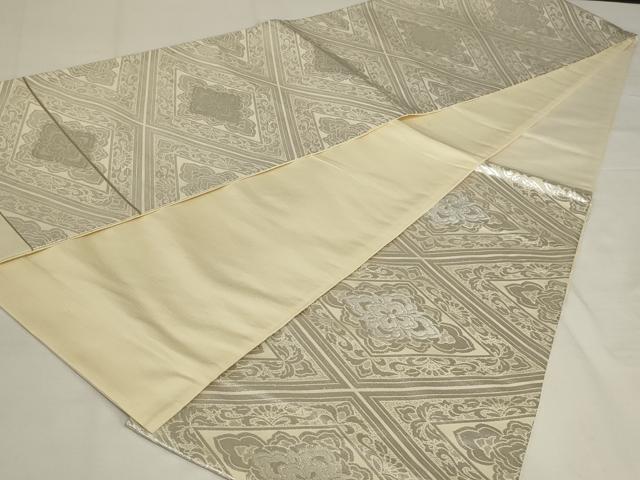 平和屋着物◎六通柄袋帯　花菱文　銀糸　正絹　逸品　未使用　AABJ5802ou
