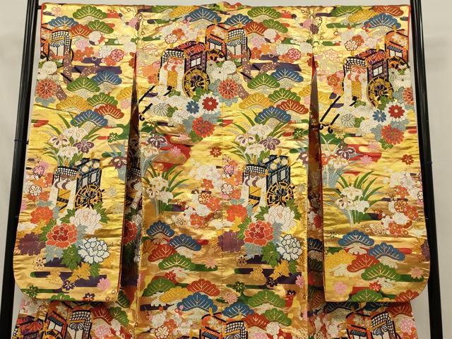 平和屋本店●色打掛　和装　婚礼　結婚式　花嫁　神社挙式　唐織　御所車吉祥花文　金糸　逸品　AABJ5805ou