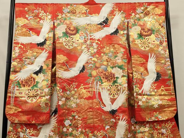 平和屋本店●色打掛　和装　婚礼　結婚式　花嫁　神社挙式　刺繍　御所車飛鶴文　金彩　銀糸　逸品　AABJ5807ou