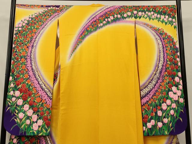 平和屋本店●お引きずり・お引き摺り・引き振袖　和装　結婚式　舞妓　芸妓　芸者　衣装　シューリップ　暈し染め　金彩　AABJ5810ou