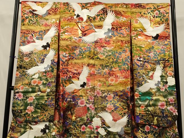 平和屋本店●色打掛　和装　婚礼　結婚式　花嫁　神社挙式　総刺繍　飛鶴草花文　暈し染め　金銀糸　逸品　AABJ5811ou
